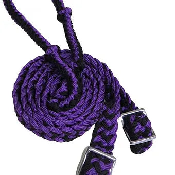 Showman 7' Braided Nylon Barrel Reins with Easy Grip Knots