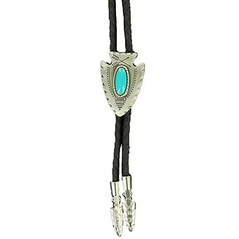 Arrowhead Turquoise Stone Bolo Tie w/ Arrow Shaped Aglets