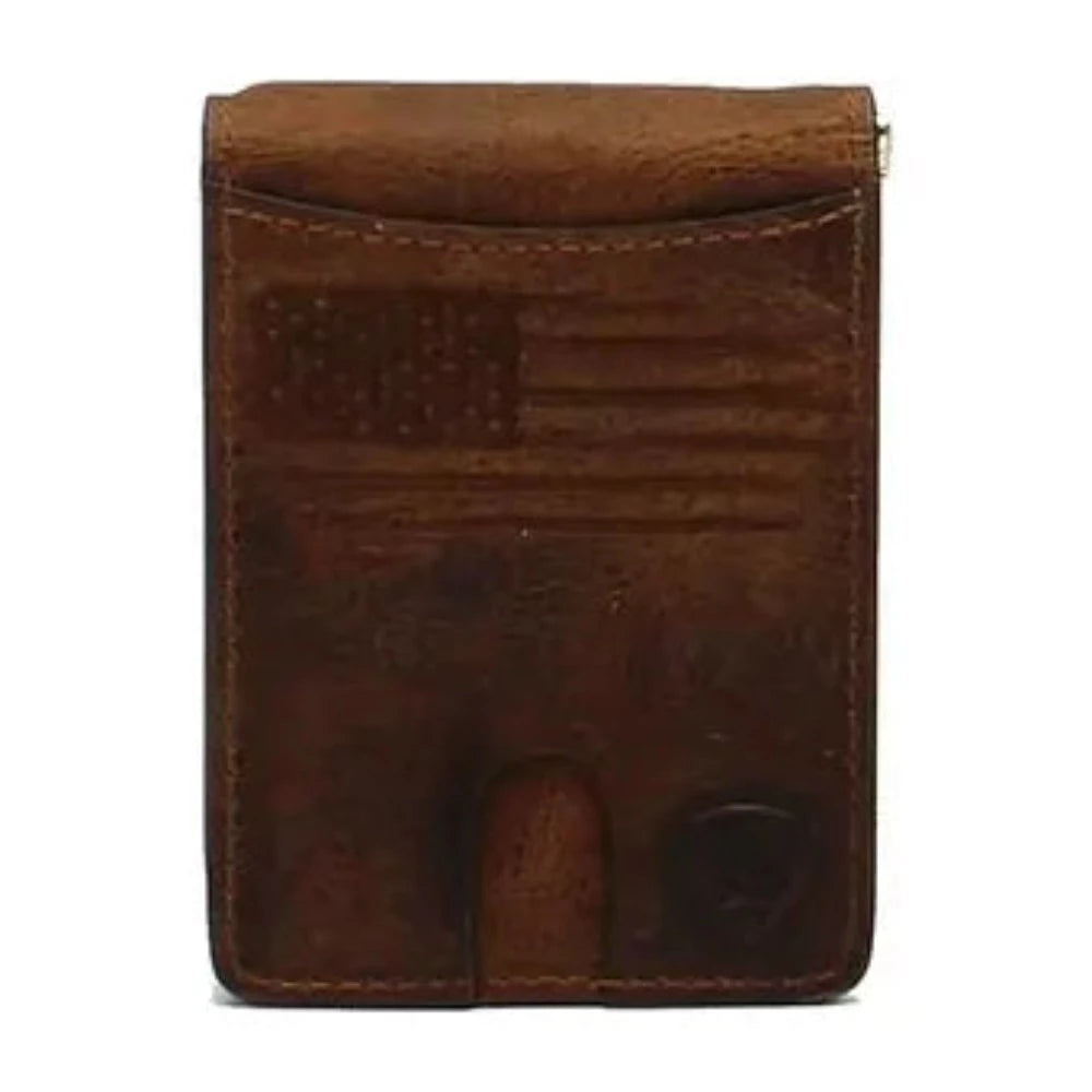 Ariat Leather USA Flag Bi-fold Money Clip Style Wallet