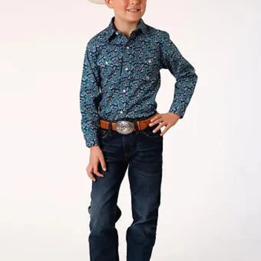 Boy's Purple Sage Paisley Western Shirt