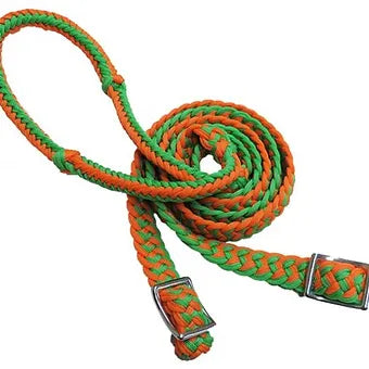 Showman 7' Braided Nylon Barrel Reins with Easy Grip Knots