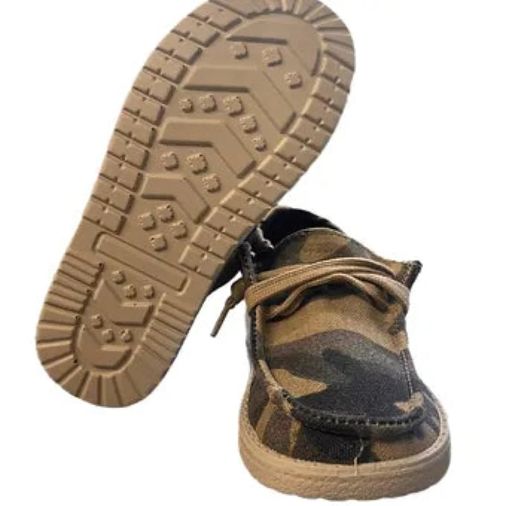 Youth kid's Gray & Tan Camo 'Lil Cade' Shoes