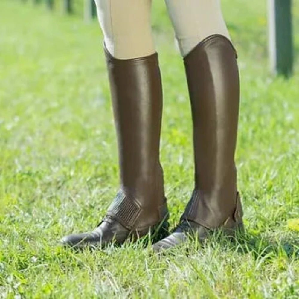 Horze Adult Dark Brown 'Spirit' Leather Half Chaps w/ Zipper