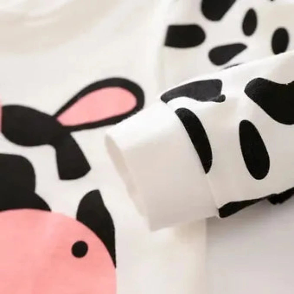 Infant girl's White & black BABY COW & COW HIDE PRINT BODYSUIT
