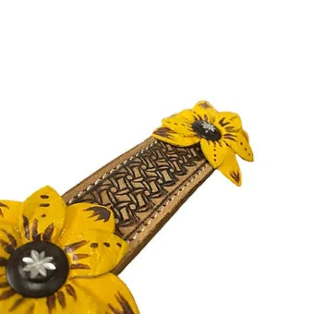Showman Genuine Leather 3D Painted Sunflower Dog Collar