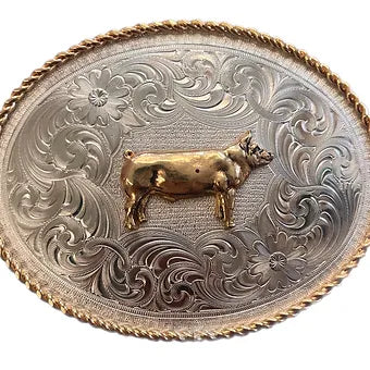 Montana Silversmiths Engraved German Silver Belt Buckle w/ Gold - 8 Styles