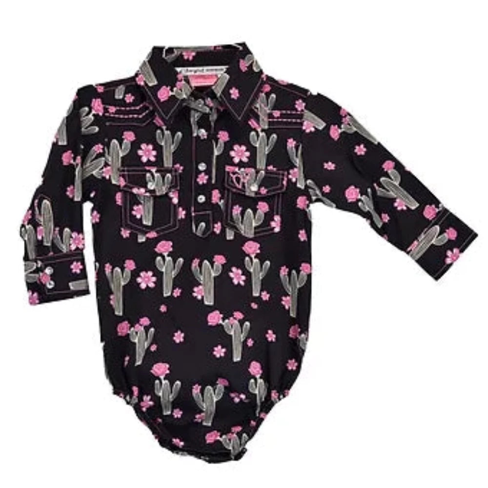 Infant girl's Cowgirl Hardware Cactus Rose Print Onesie
