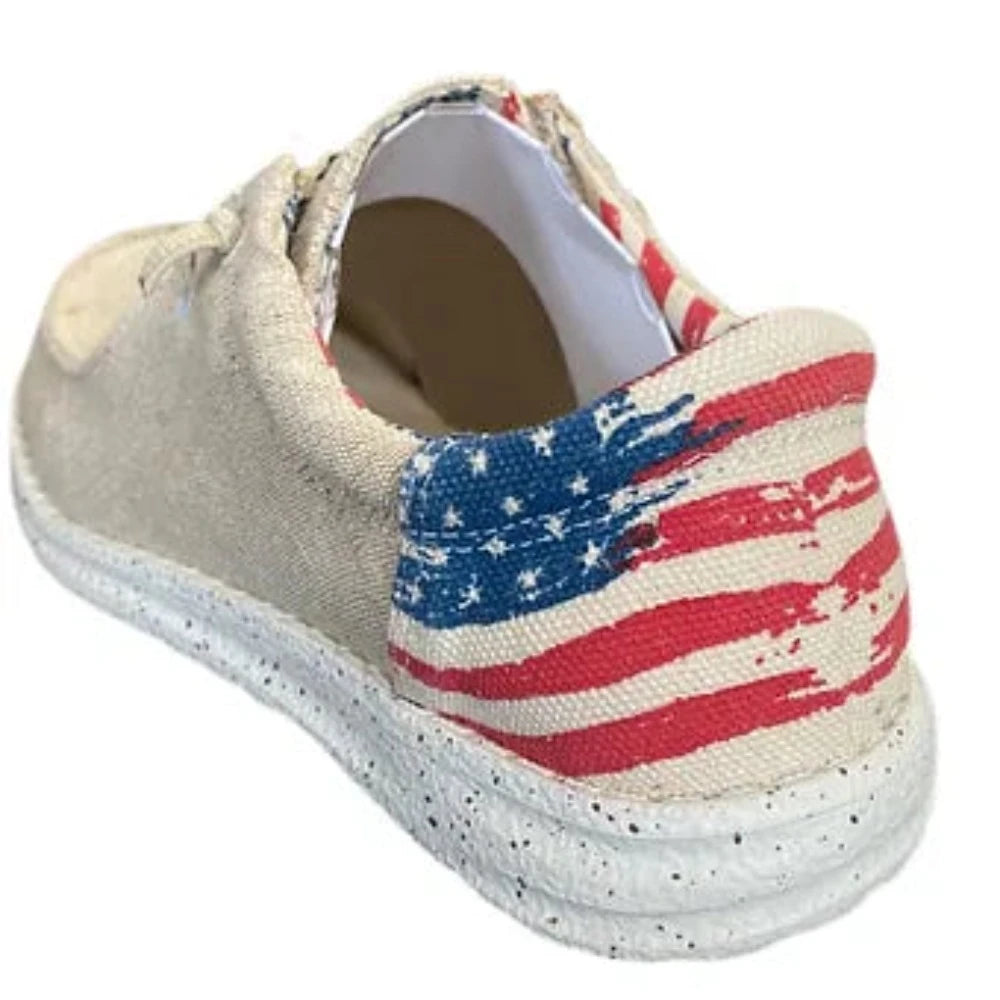 Women's Roper Canvas Shoes w/ USA Flag heels