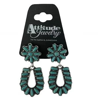 Attitude by Montana Silversmith, Set of turquoise horseshoe earrings