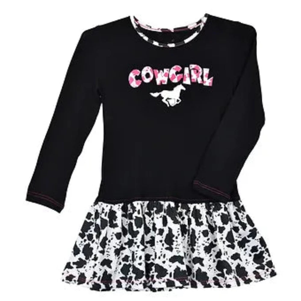 Infant Toddler girl's Cowgirl Hardware 'Cowgirl' Horse Dress w/ Cow pr