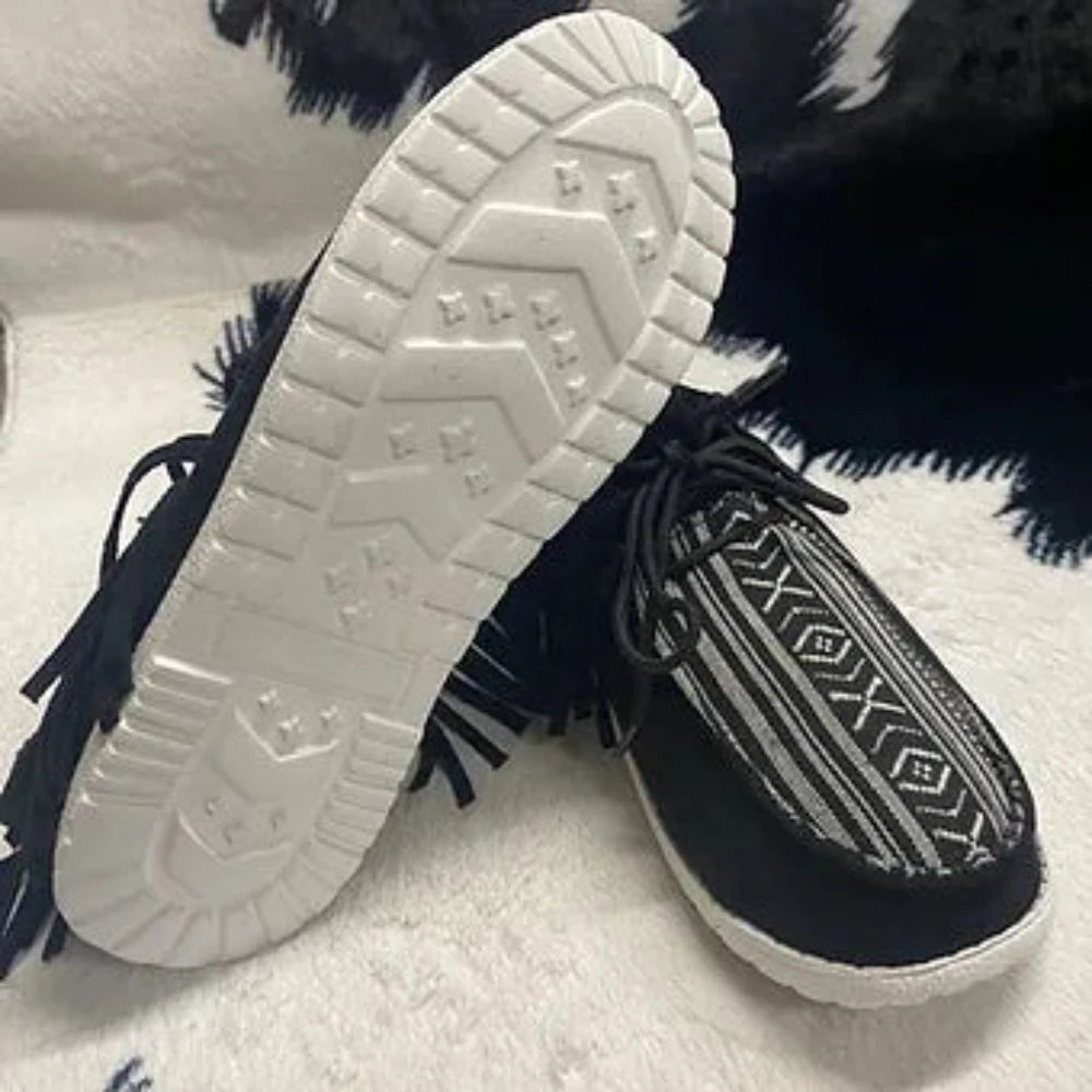 Gypsy Jazz 'The Sunrise' Black Aztec Sneaker w/ Fringe