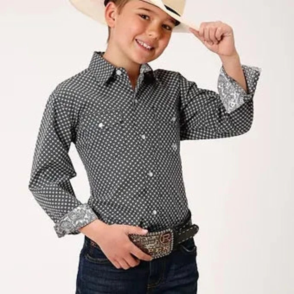 Boys Roper Black Diamond Star Western Shirt