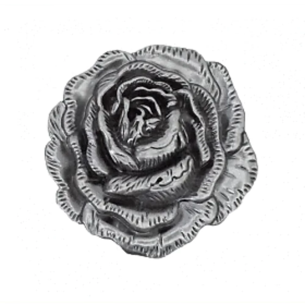 1 1/2" Antique Silver Rose Concho/Scarf Slide