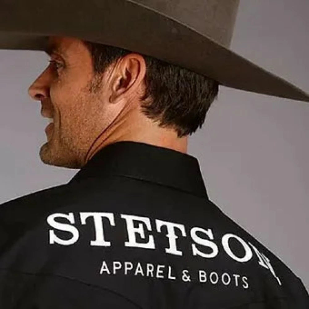 Men's Stetson Black Logo Poplin Western Shirt