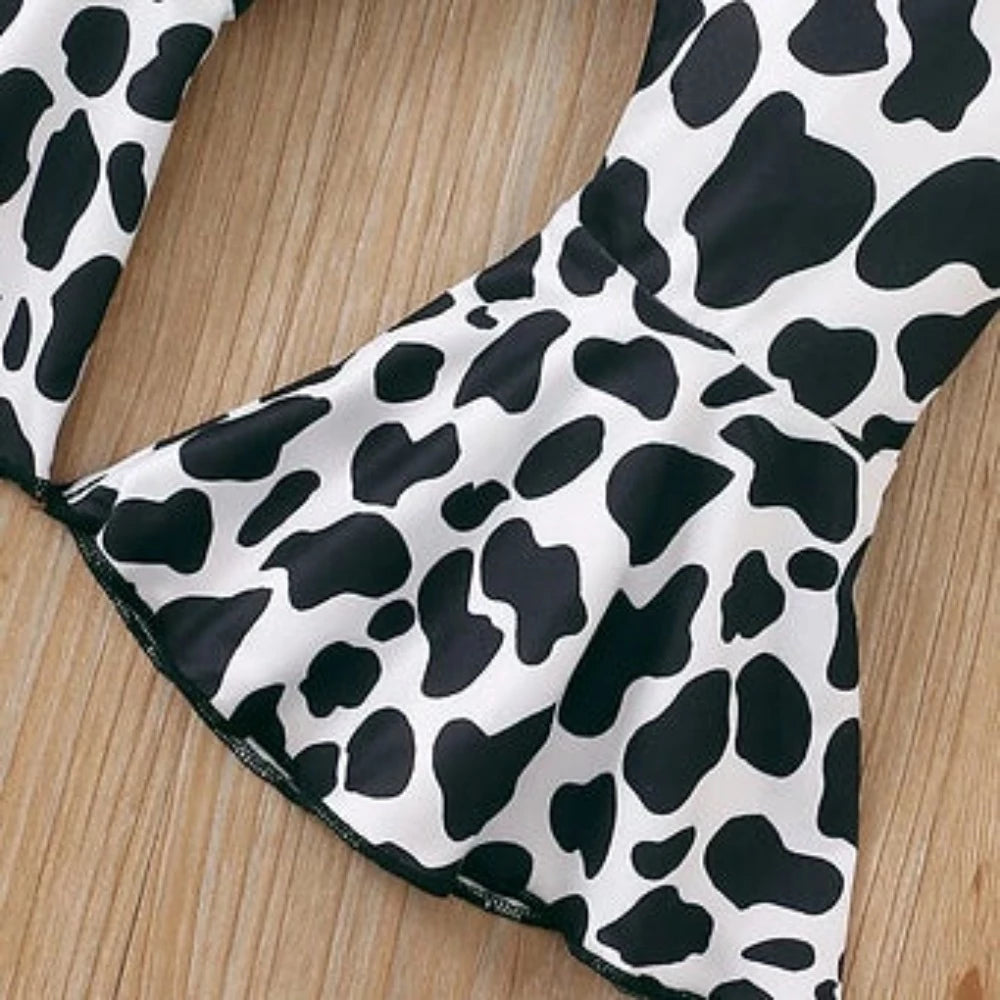 Baby 'Mama' Tank Top & Cow Print Flare Leg Pants