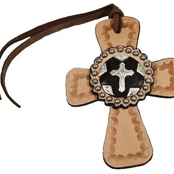 Leather Cross Concho Tie On
