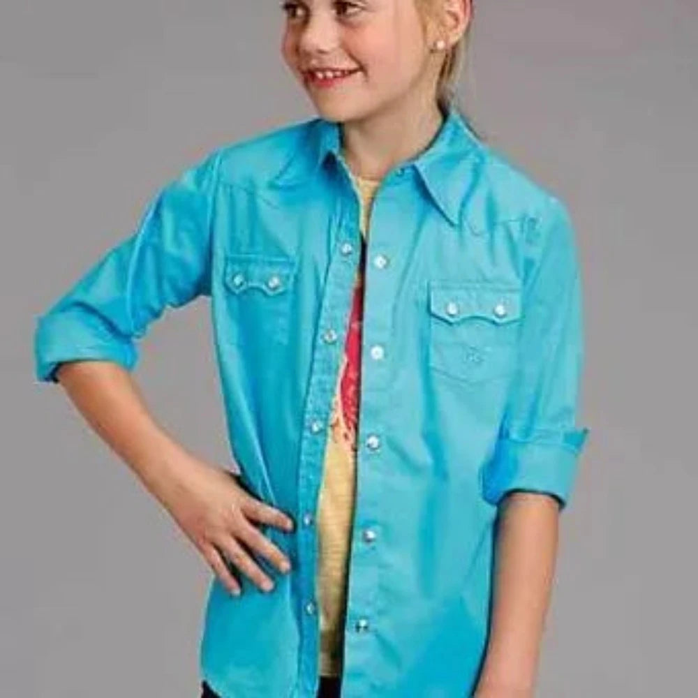 Girl's Roper Solid Turquoise Western Shirt