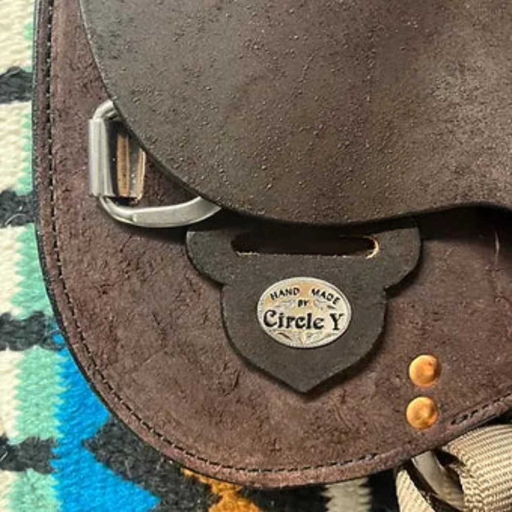 16" Circle Y Roughout Trainer Saddle w Chocolate Suede Roughout Seat