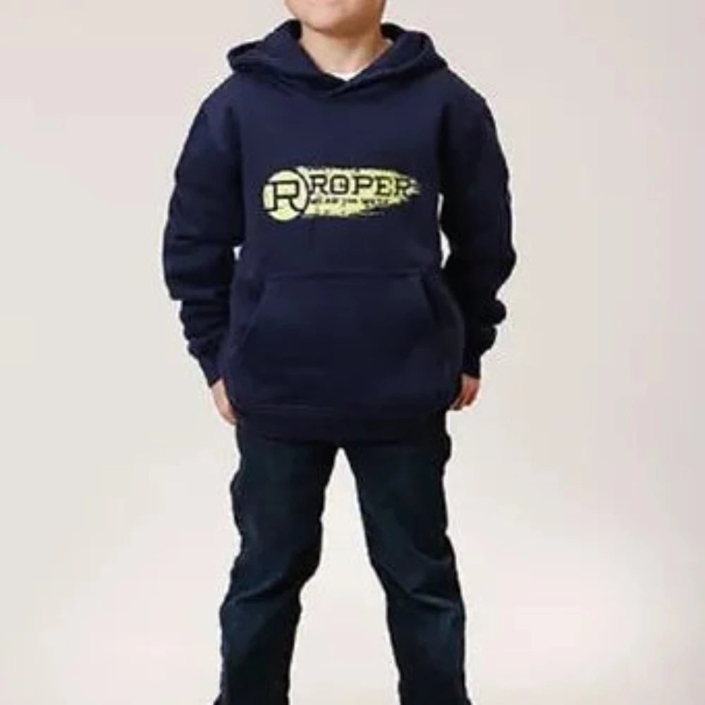Youth Boy's Navy Blue 'ROPER WEAR THE WEST' HOODIE HOODED SWEATSHIRT