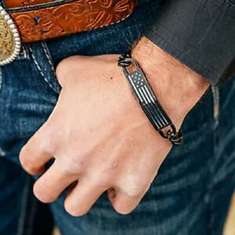 Montana Silversmiths Black Chain 'Freedom Isn't Free' Bracelet