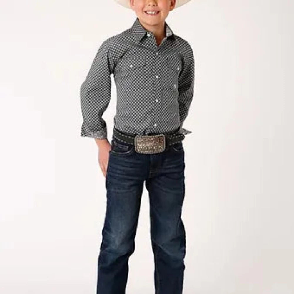 Boys Roper Black Diamond Star Western Shirt