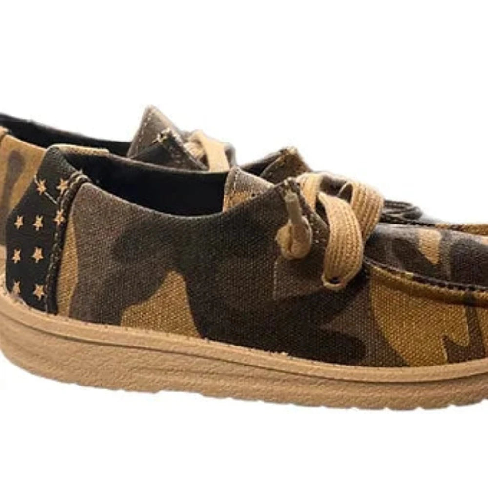 Youth kid's Gray & Tan Camo 'Lil Cade' Shoes