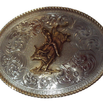 Montana Silversmiths Engraved German Silver Belt Buckle w/ Gold - 8 Styles