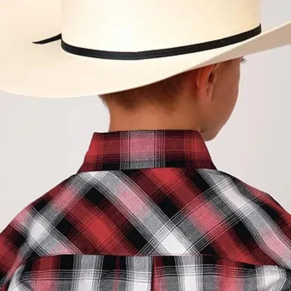 Boy's Roper Red Black White Western Shirt