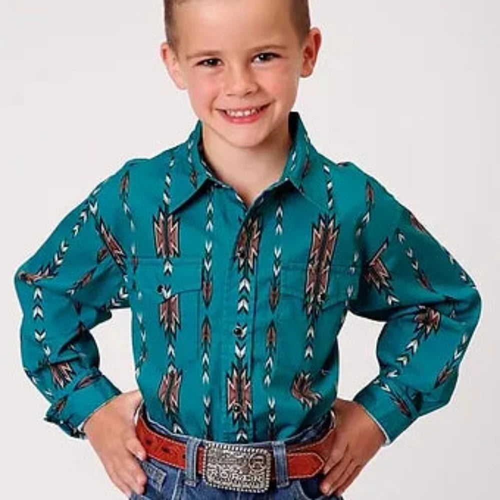 Boy's Roper Aztec Arrow Print Western Shirt