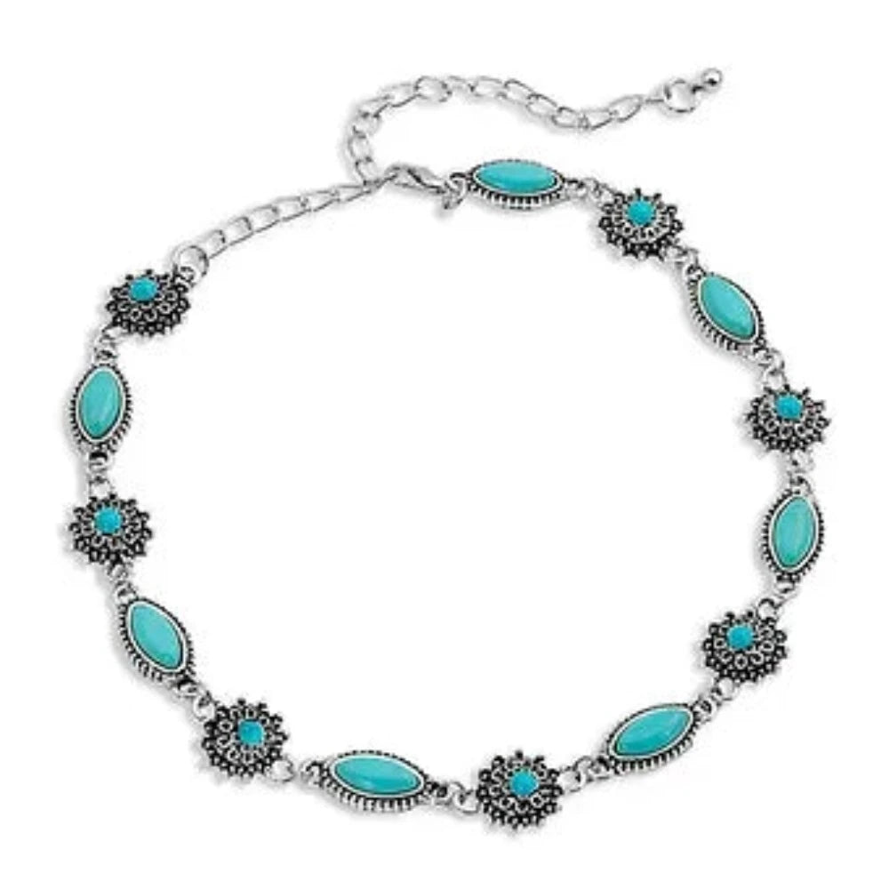15" Turquoise Filigree Choker Necklace