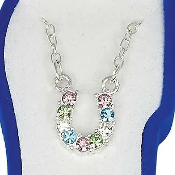 Multi-Color Rhinestone Horseshoe Necklace
