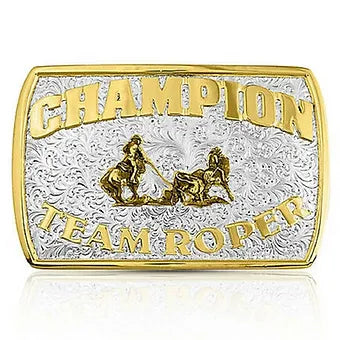 Montana Silversmiths 'Champion Team Roper' Gold Silver Belt Buckle