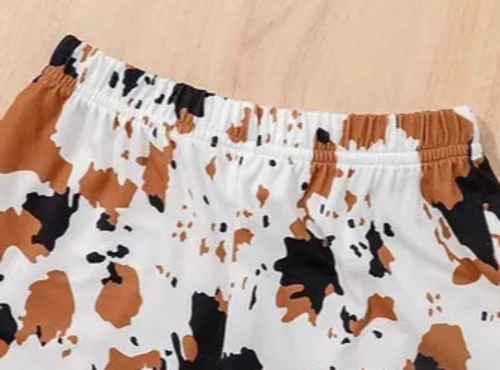 Toddler Girl's 'PEACE LOVE COWS' Shirt & Cow Print Pants