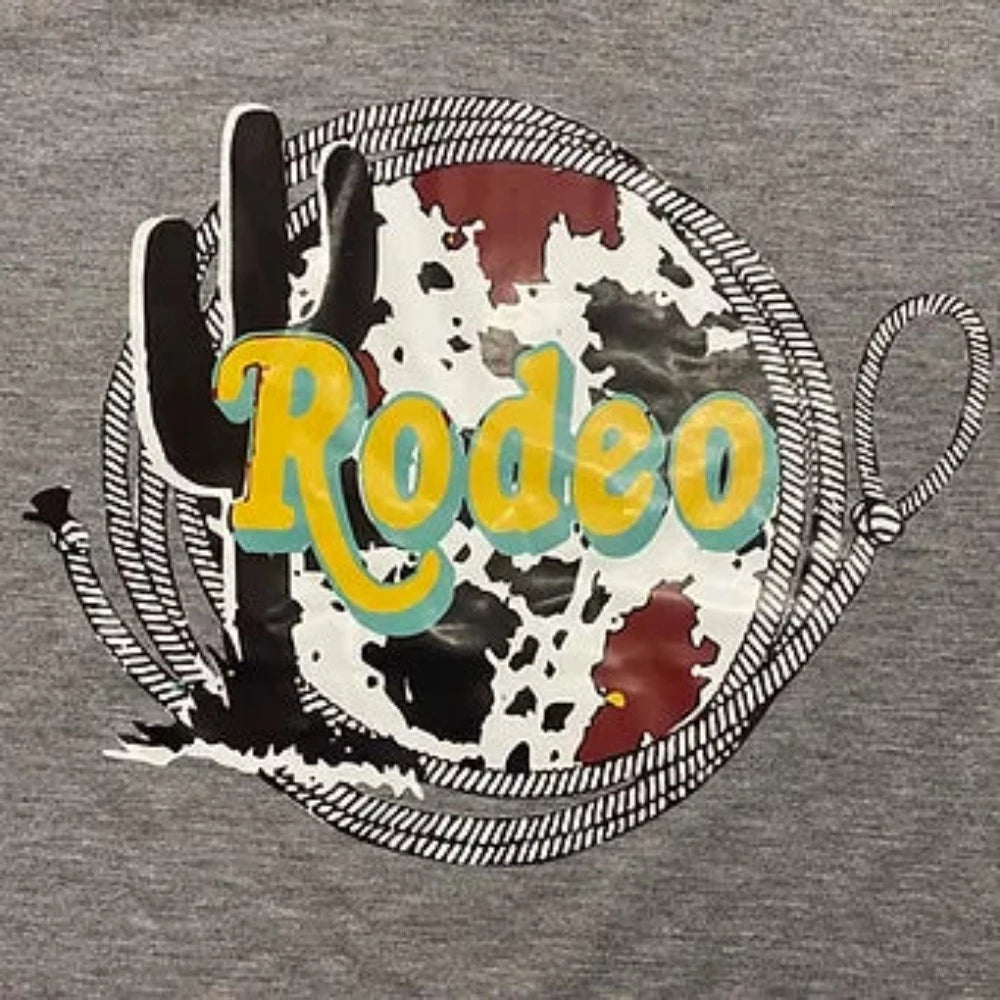 Women's Gray 'Rodeo' Cactus & Cow Print Graphic Shirt