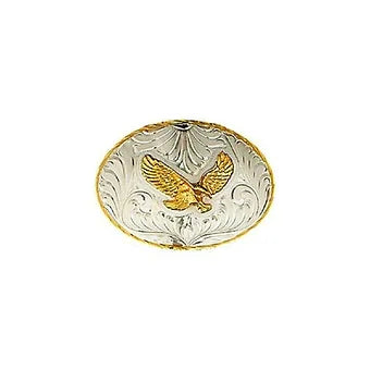 German Silver & Gold Soaring Eagle Belt Buckle