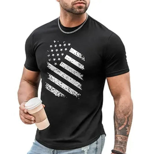 Men's Black American Flag Graphic Shirt