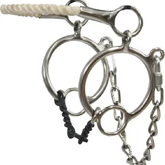 5" Showman Rope Nose Hackamore Dogbone Snaffle Bit