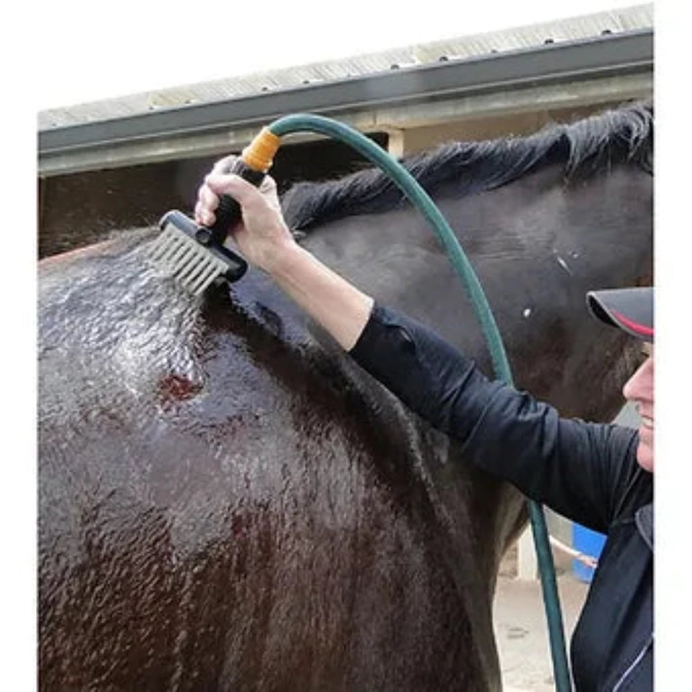 Bathing Aqua Comb for Horse & Dog, Hooks to garden hose!