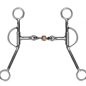 5" SS Training Snaffle Bit Copper Dog Bone Roller