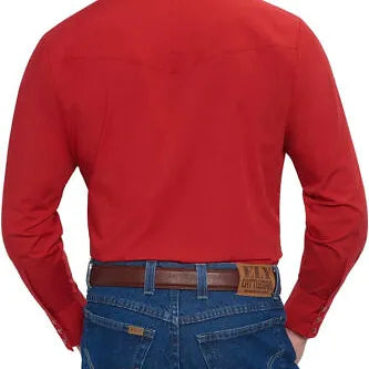 Ely Cattleman Men's Solid Red Long-Sleeve Western Shirt w/ Snaps