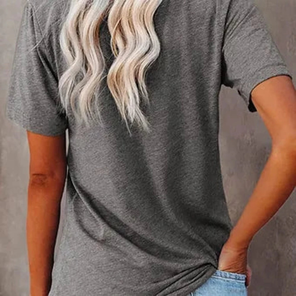 Women's Gray American Flag Print Shirt