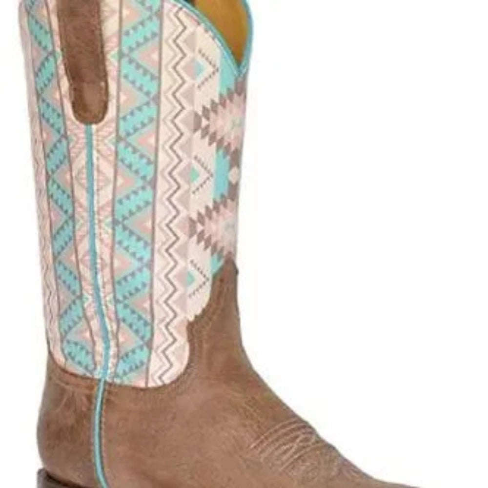 Women's Roper Teal gray SOUTHWEST AZTEC ANNIE COWBOY BOOTS