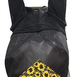 Showman Natural fiber SUNFLOWER PRINT FLY MASK w/ Ears Average horse size