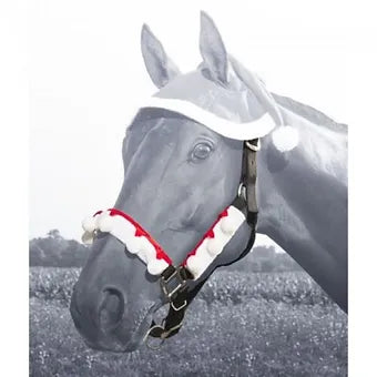 3 pc. JOLLY SANTA HORSE HALTER SET w/ Pompoms Christmas parade costume