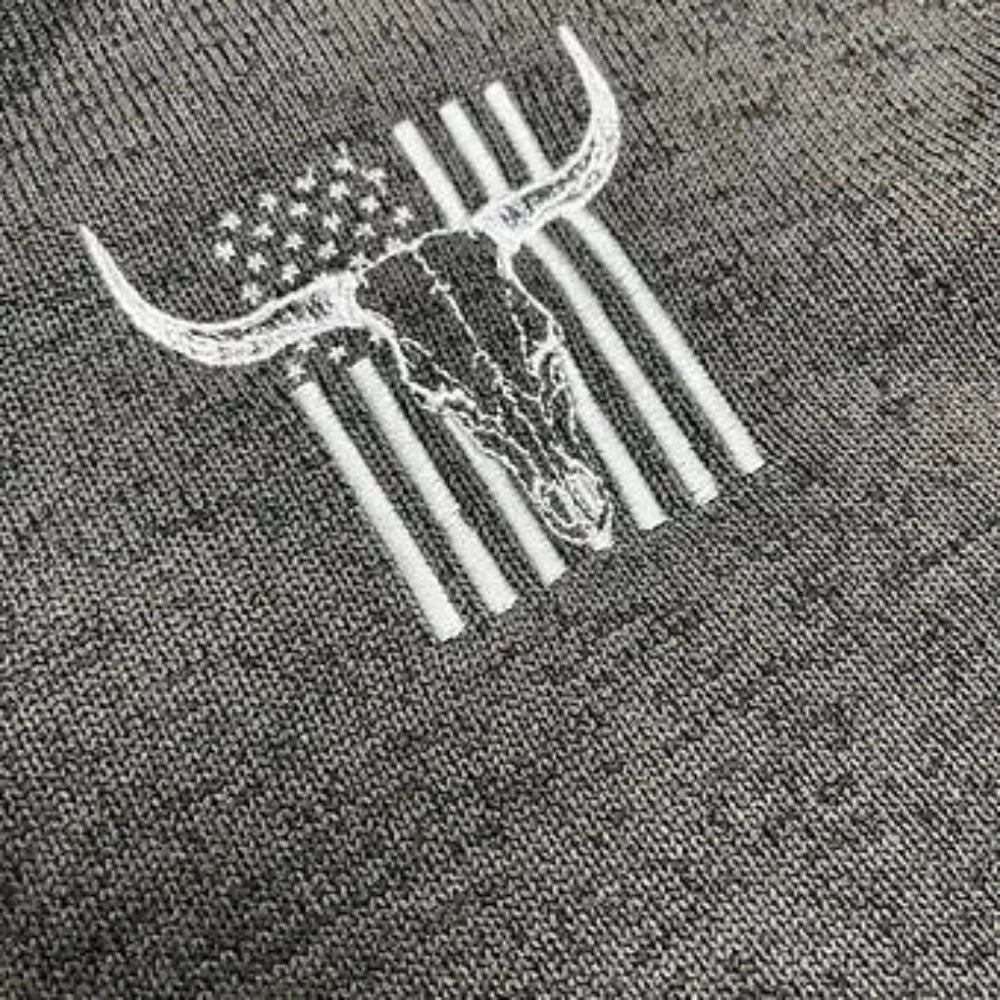 Cowboy Hardware Men's Gray Flag & Skull Fleece Sweatshirt Pullover