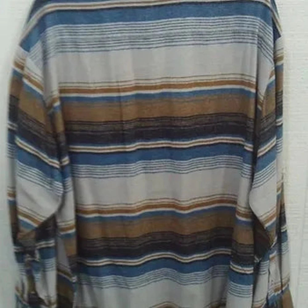 Ely Cattleman Men's Teal Brown Striped Flannel Western Shirt