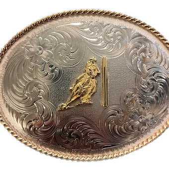 Montana Silversmiths Engraved German Silver Belt Buckle w/ Gold - 8 Styles