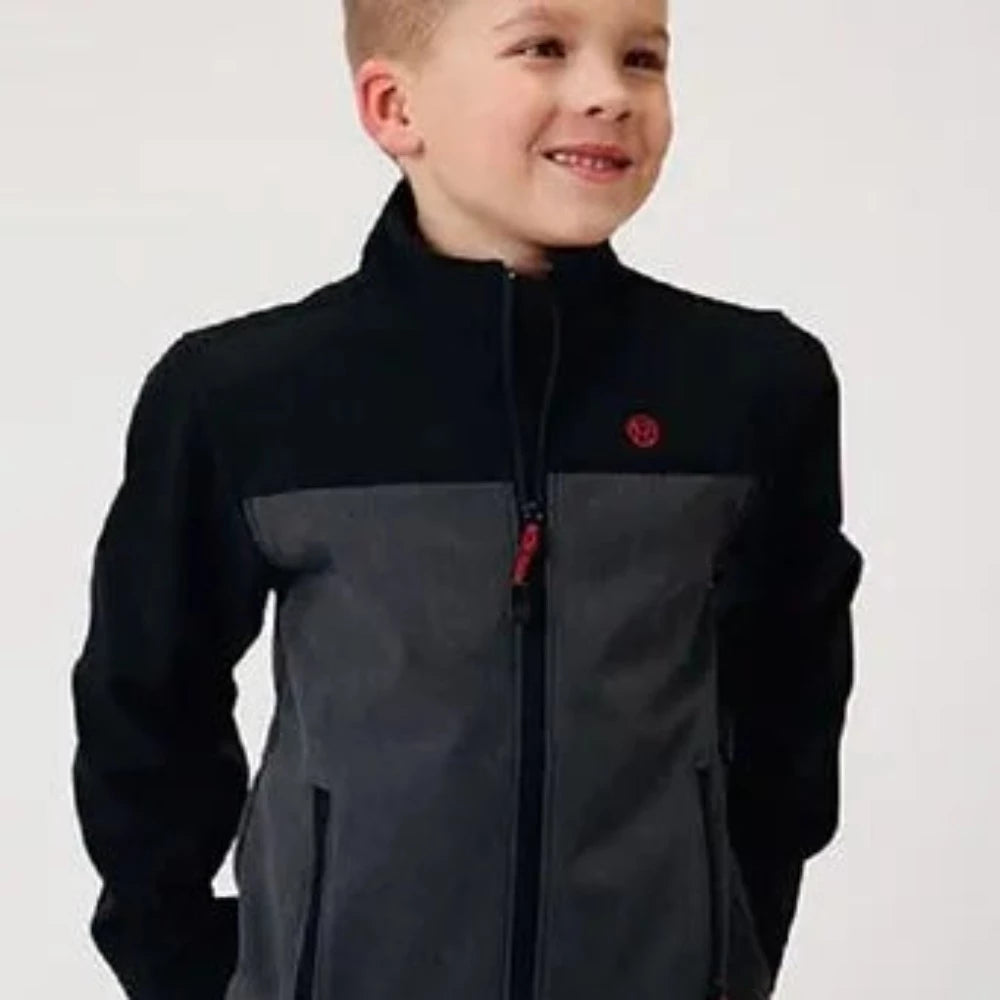 Boy's Roper Gray & black SOFT SHELL JACKET COAT Water resistant