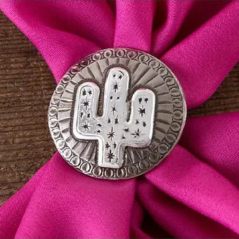 Silver Cactus Scarf Slide 1 1/2"