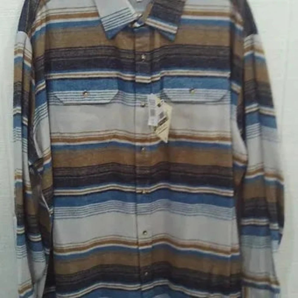 Ely Cattleman Men's Teal Brown Striped Flannel Western Shirt
